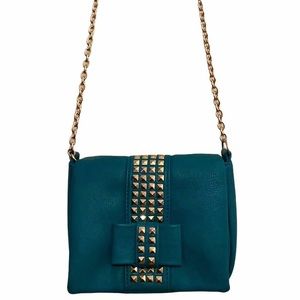 Turquoise Crossbody Bag with Gold Studs